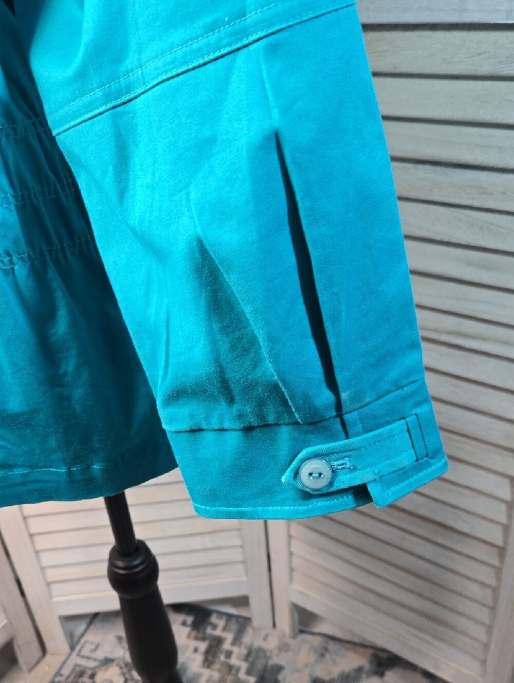 Joan Rivers Jacket Blazer Button-Front Lightweight 3/4 Sleeve Unlined Teal - Picture 3 of 11